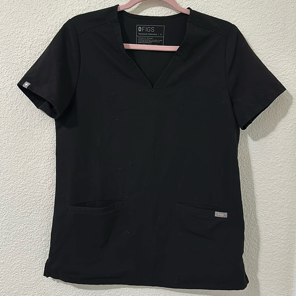 Figs Black Short Sleeve Women's Scrub Top